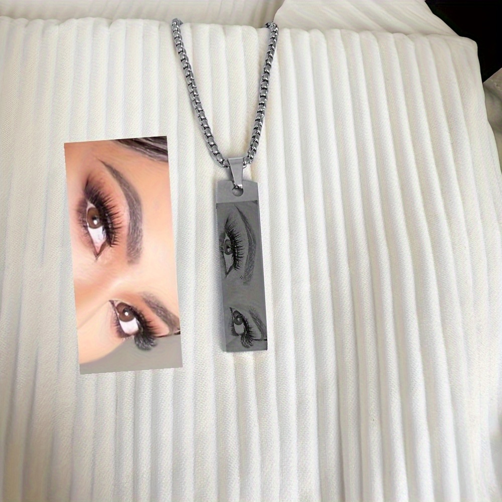 Customized Women's Photo Necklace Personalized Eye Pendant